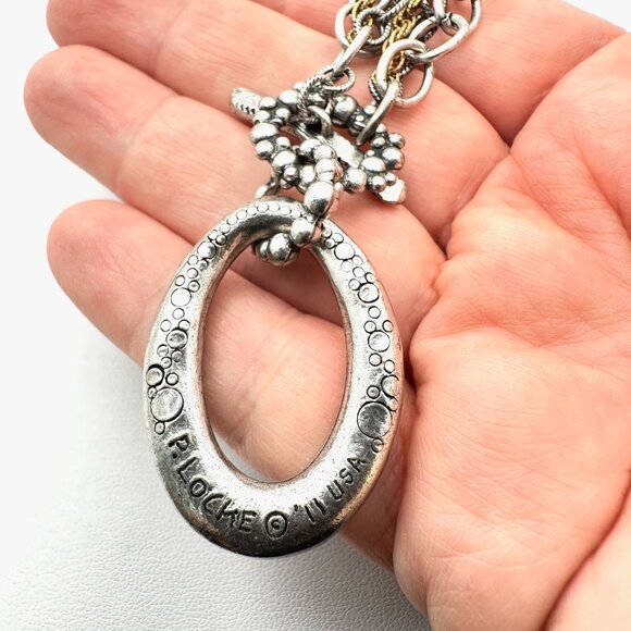 Patricia Locke Multicolor Swarovski Crystal Silver Tone Pendant Necklace 20 Inch - Picture 4 of 4